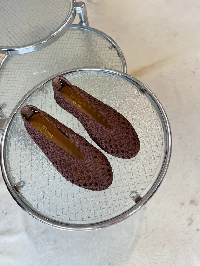 Jutelaune Liv Mocca Ballerinas mocca katoen wijd