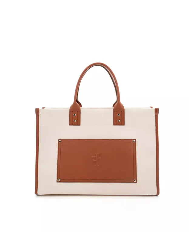 Finsbury FF45 shopper beige canvas-leer