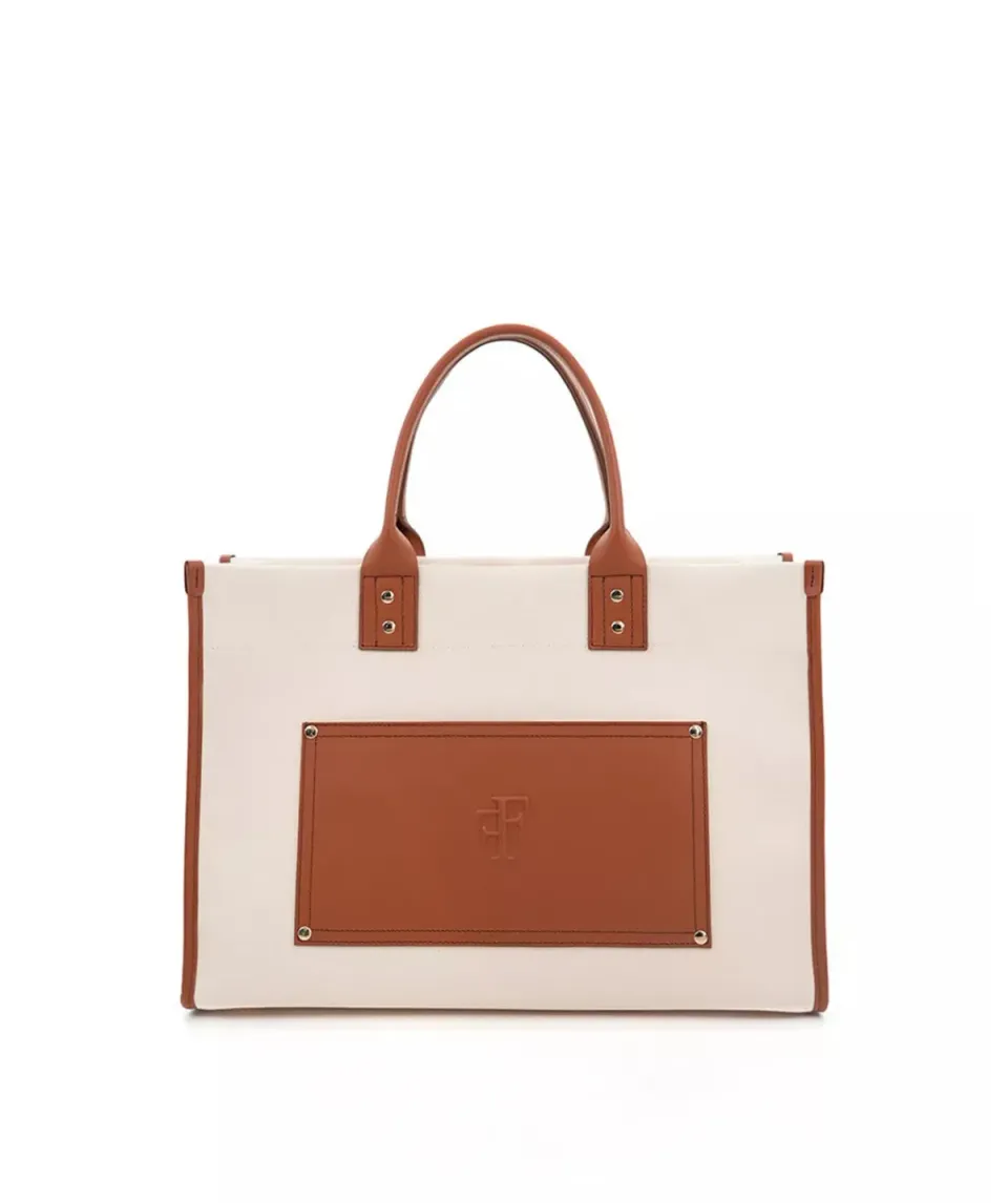 Finsbury FF45 shopper beige canvas-leer