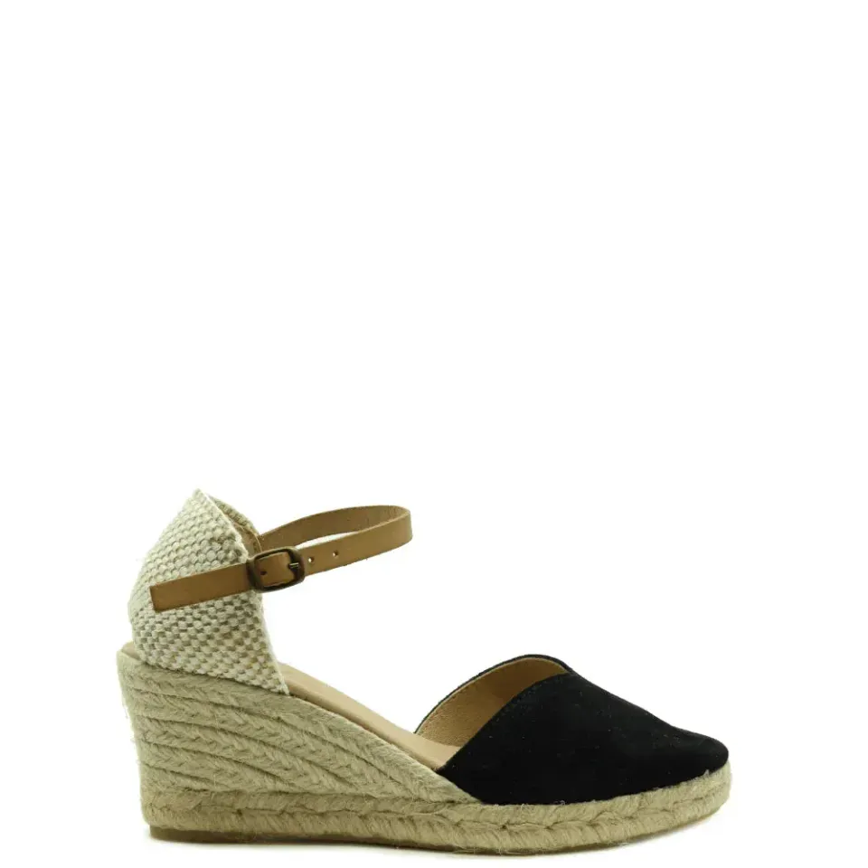 Donelli 457 espadrilles zwart suède 7 cm hak