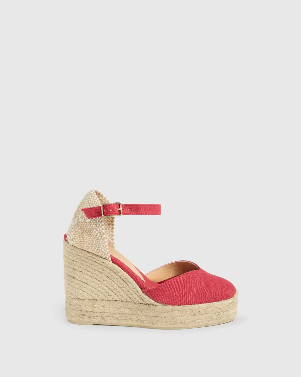 Castaner Chiarita 8ED 002 sleehak espadrille karmijnrood