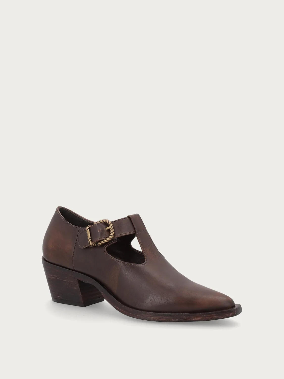 Frau FX western schoenen bruin leer met hak dames