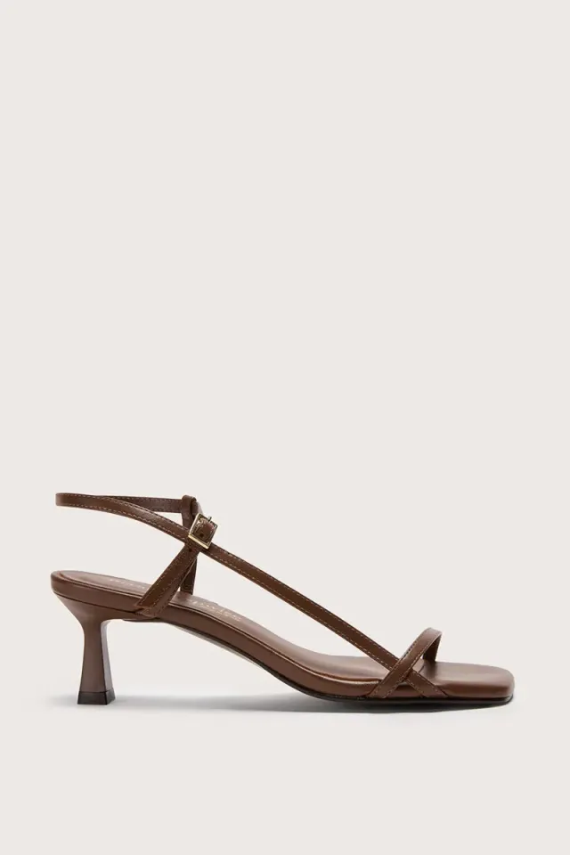 Bryan Stepwise Palmira sandalen met hak bruin leer