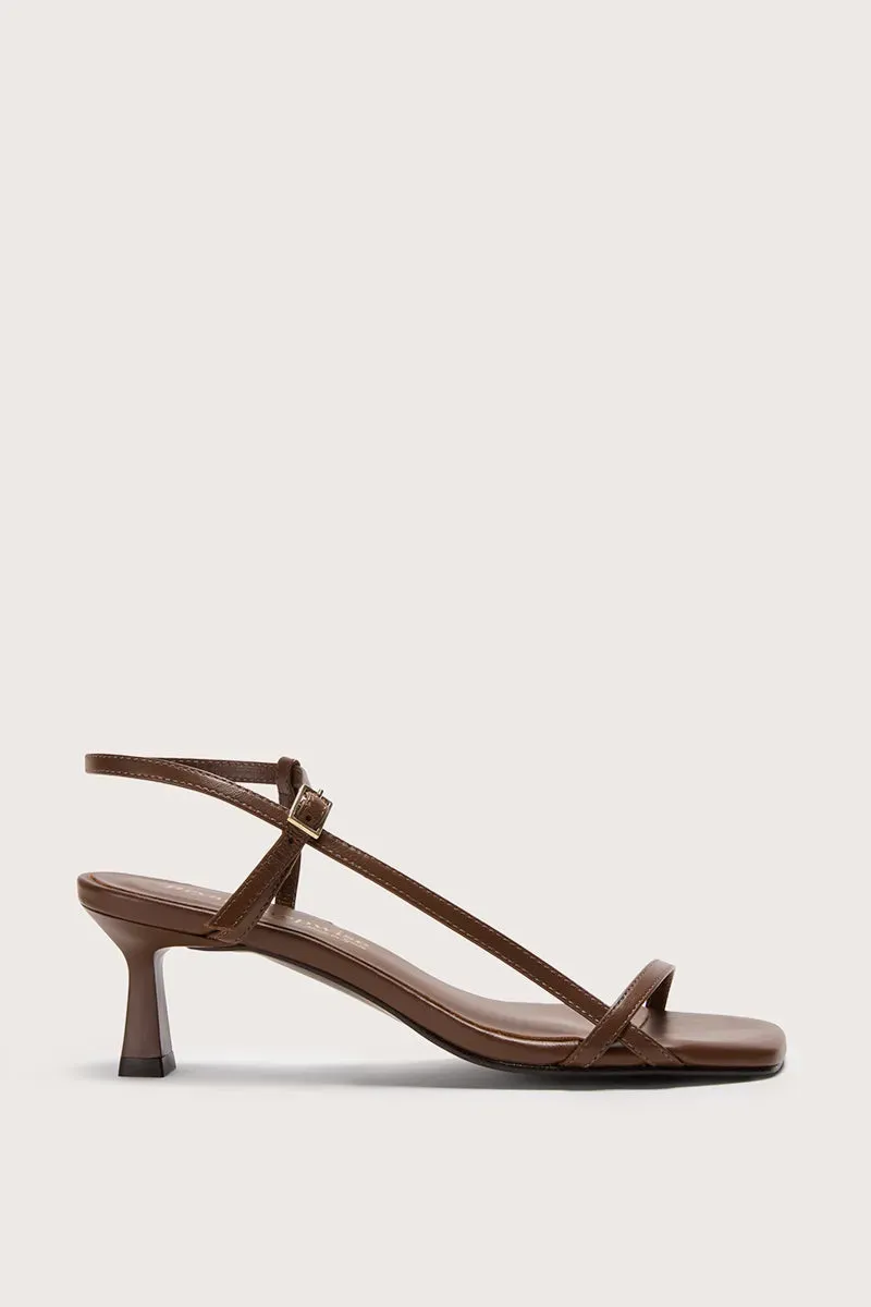Bryan Stepwise Palmira sandalen met hak bruin leer