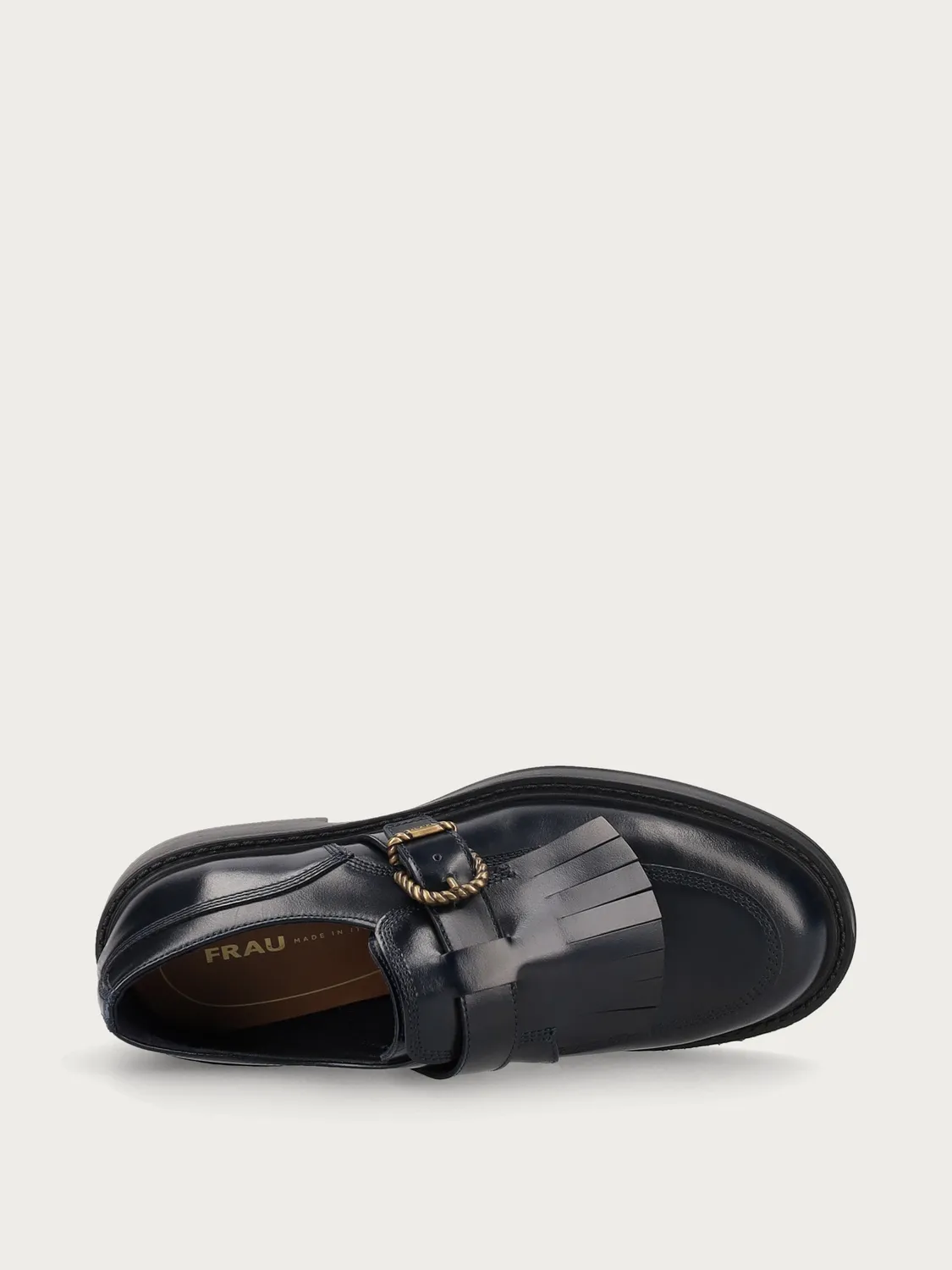 Frau Verona veterschoenen blauw leer met franje