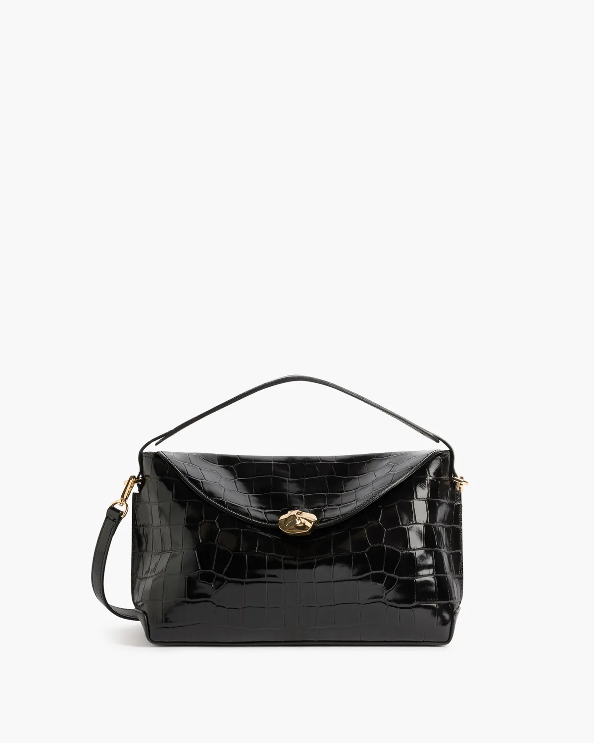 Flattered Hanna Grande handtas zwart croco leer