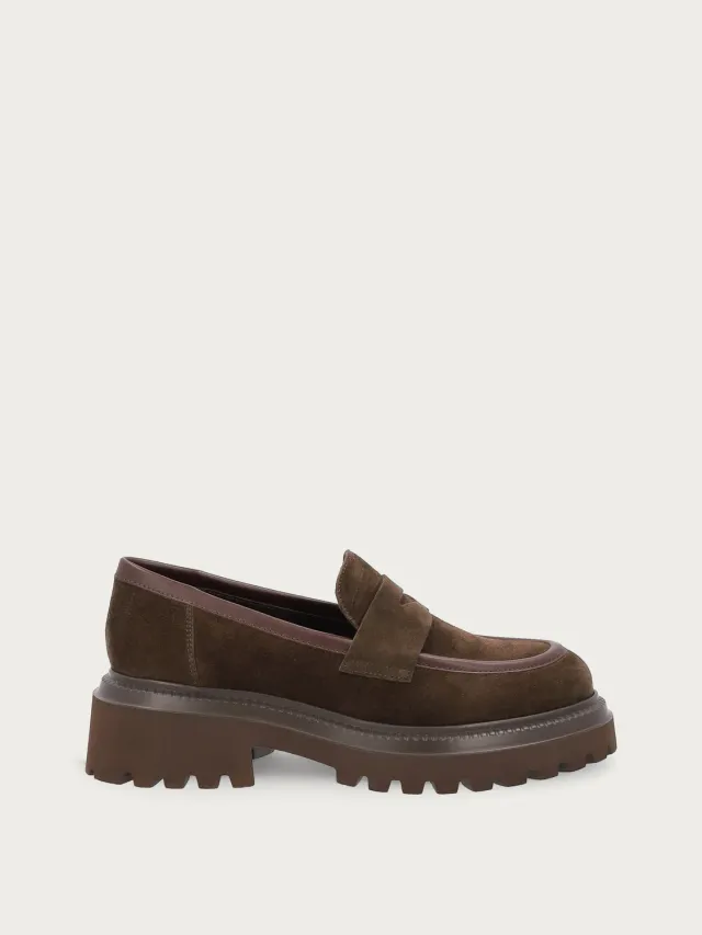 Frau Verona loafers suede bruin grove zool