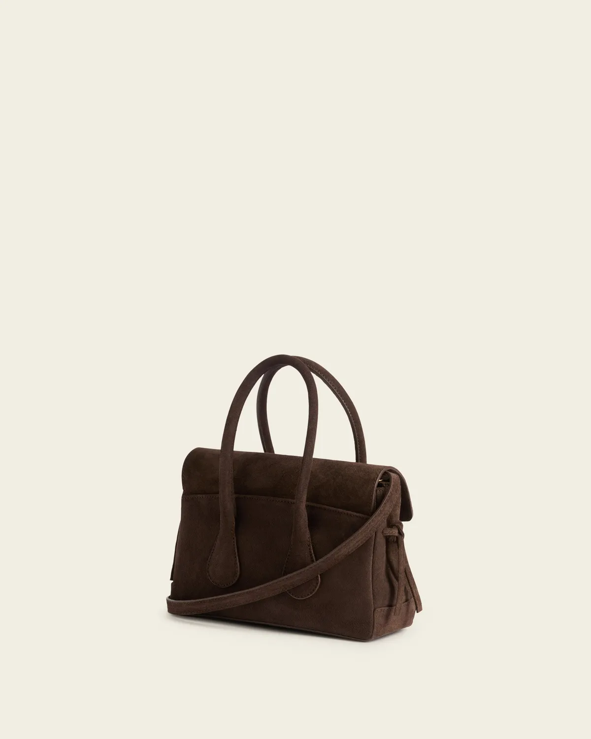 Flattered Lydia Mini tas chocolade suède crossbody