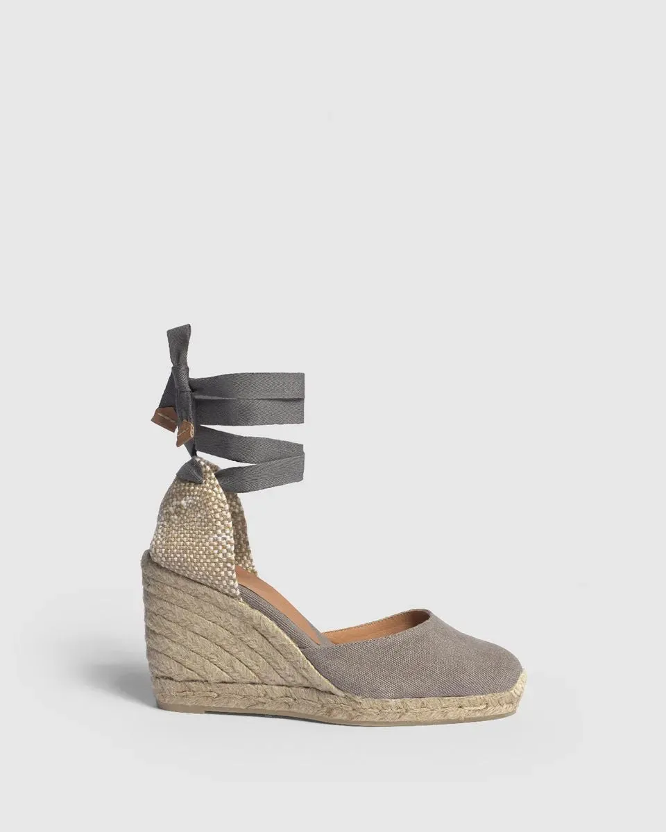 Castaner Carina 8/002 espadrilles grijs canvas 9 cm