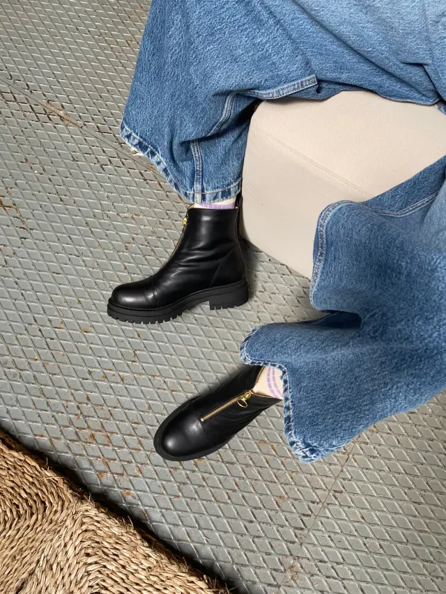 Jutelaune Lorna Black Zip laarzen zwart leer