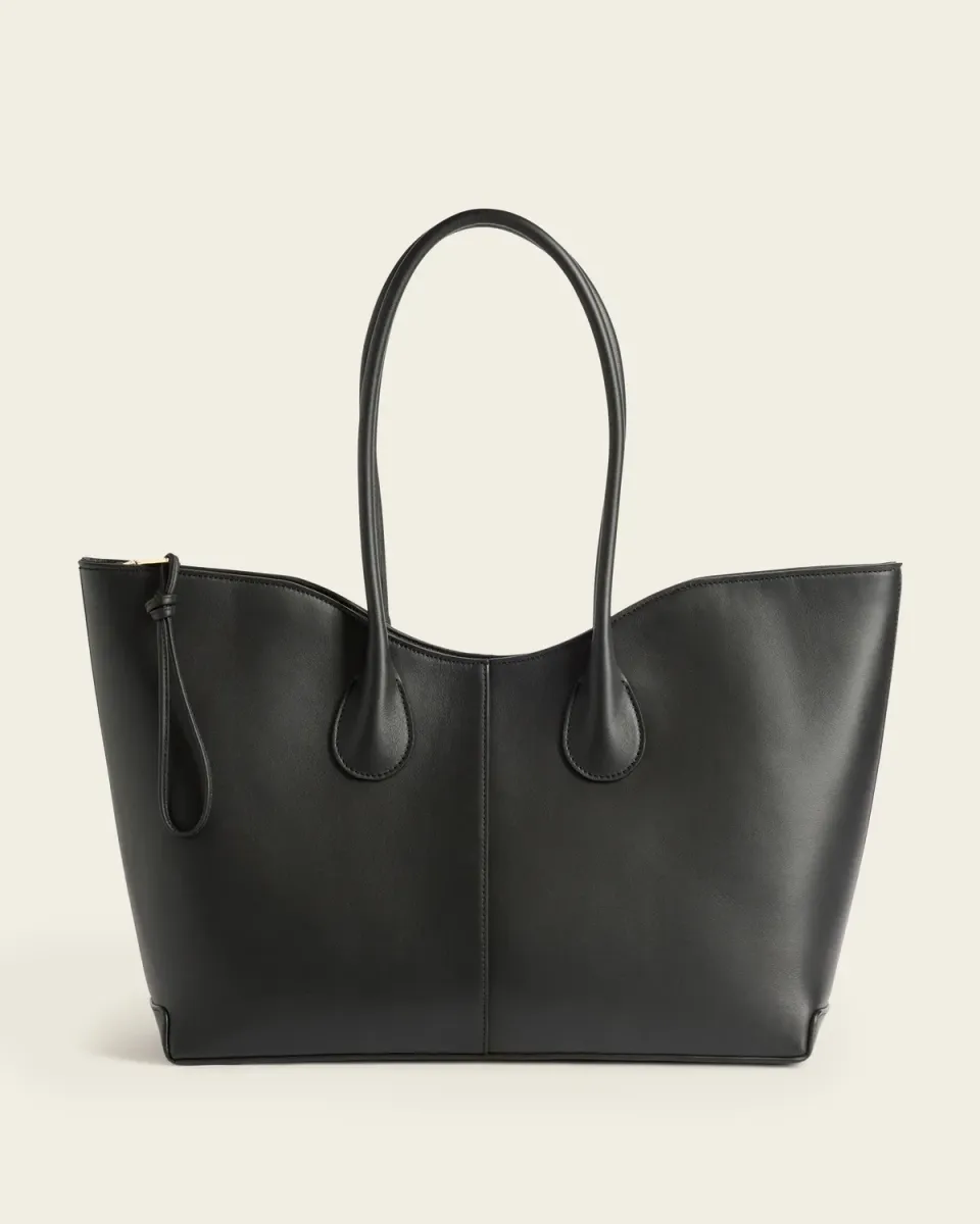 Flattered Gaia Tote tas zwart leer groot