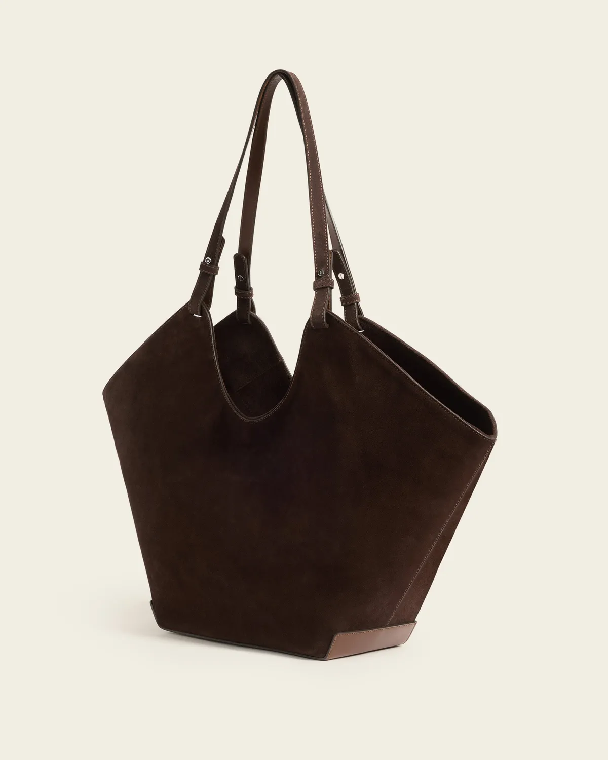 Flattered Dahlia Tote Bag Suede Chocolate shopper
