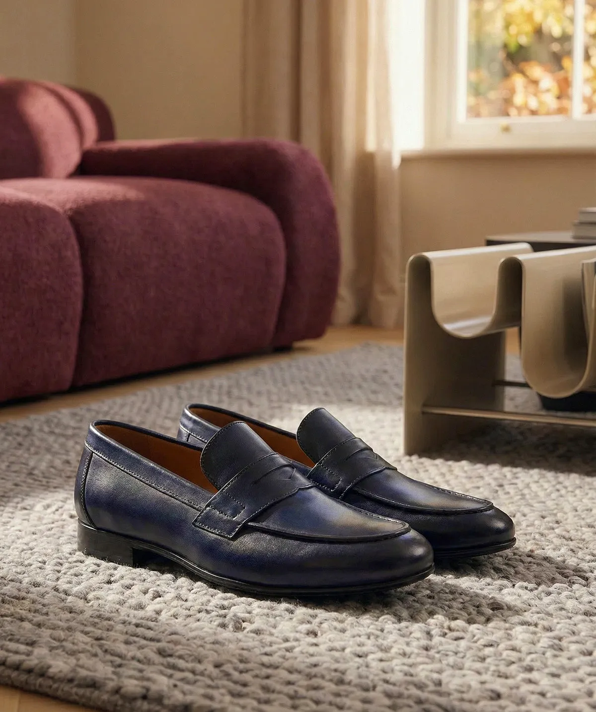 Finsbury CLAYTON loafers blauw gepatineerd