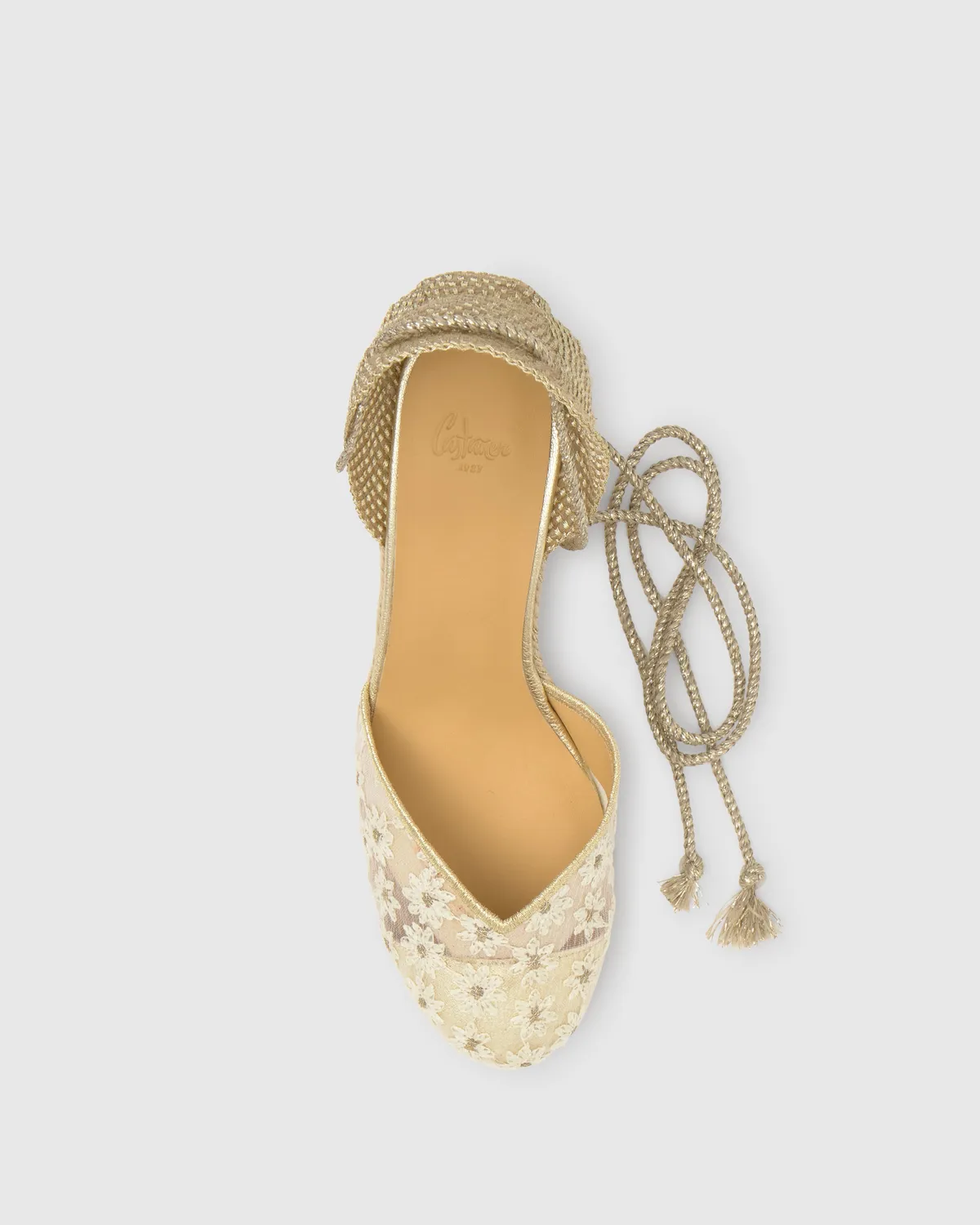 Castaner Clair 8ED 294 espadrilles wit goud sleehak 11 cm
