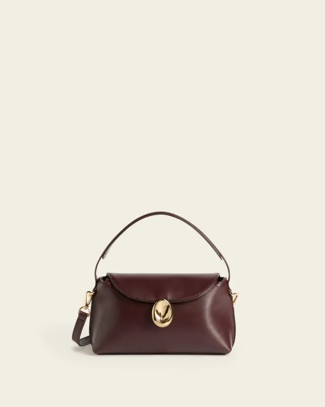Flattered Gaia Mini tas bordeaux leer goudsluiting