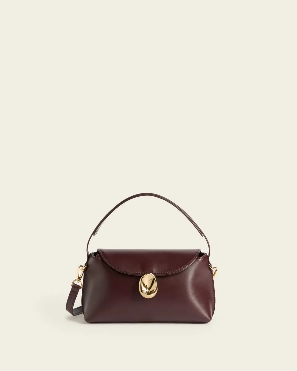 Flattered Gaia Mini tas bordeaux leer goudsluiting