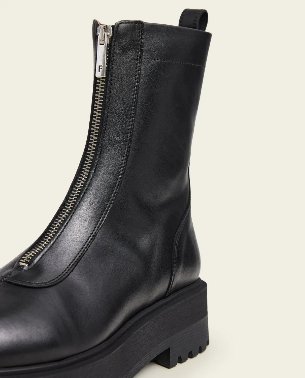 Flattered Alma Leather enkellaarzen zwart leer plat