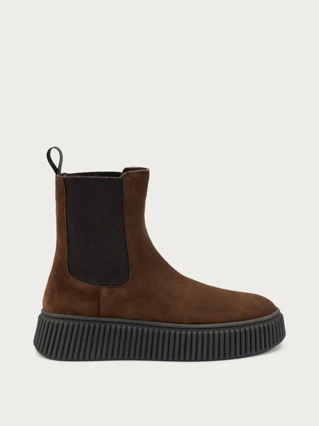 Frau Verona chelsea boots suede bruin platform