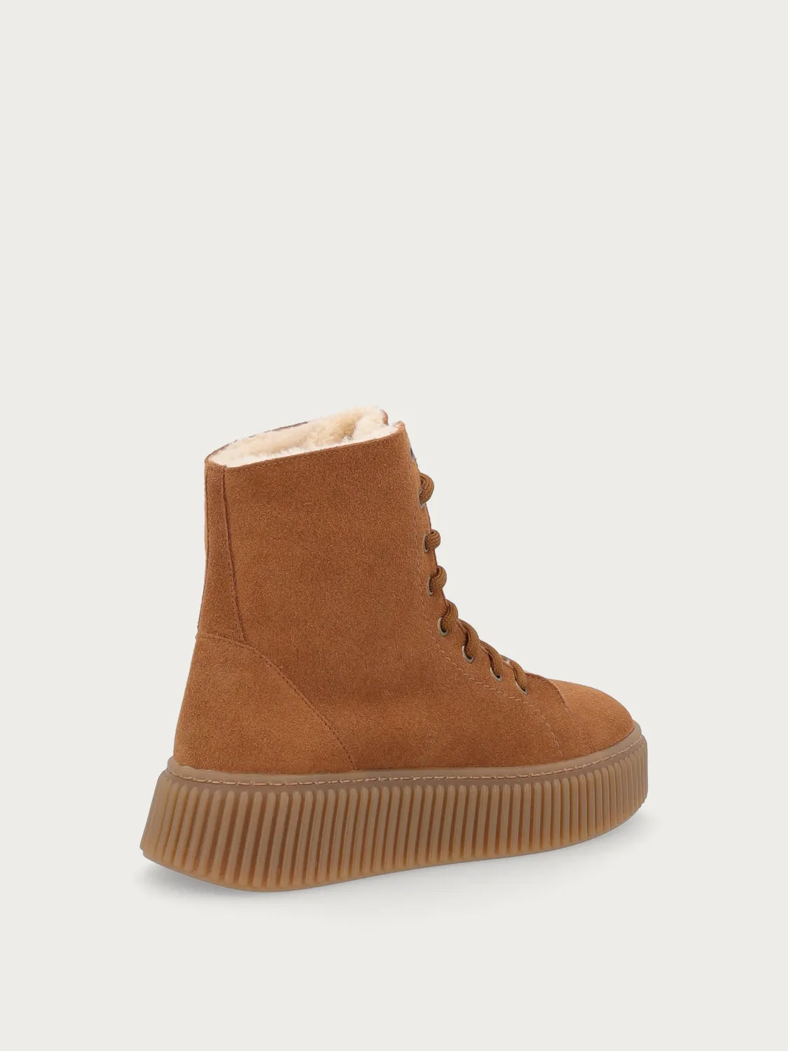 Frau Verona combat boots bruin suède bont dames