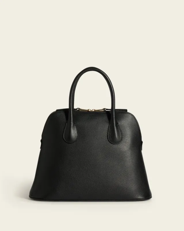 Flattered Des handtas black grainleer top-handle