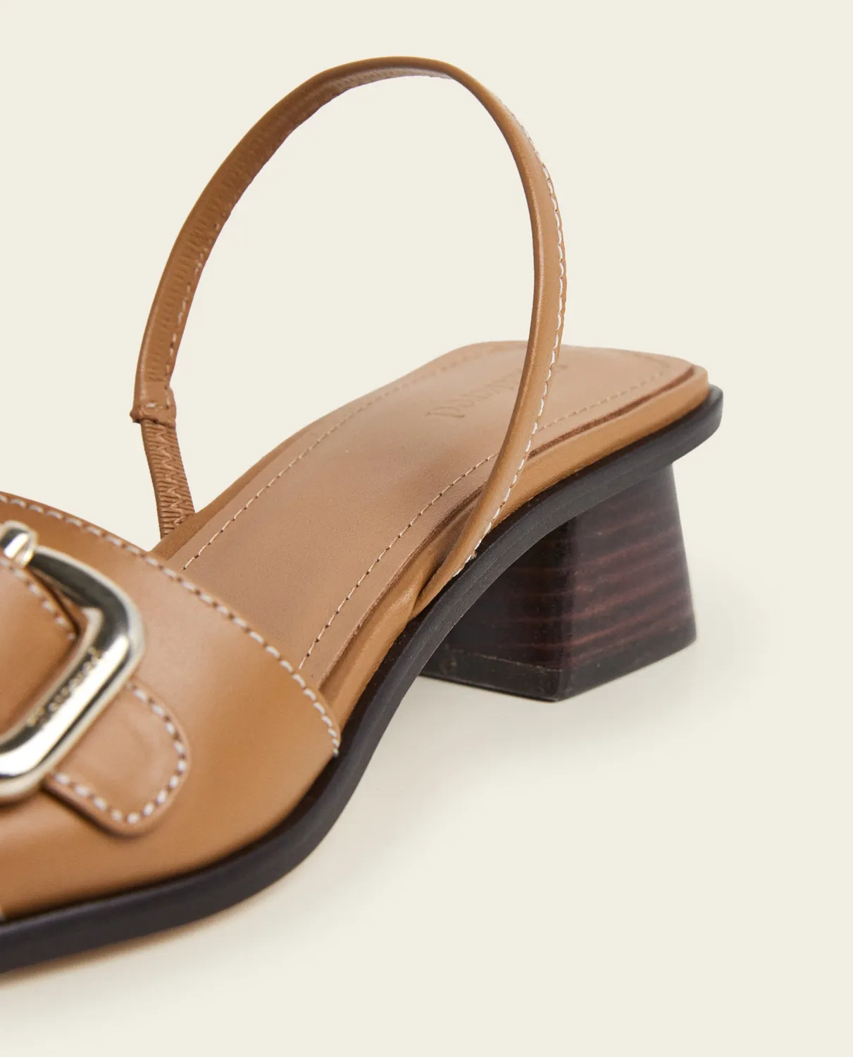 Flattered Jojo sandalen camel leer blokhak