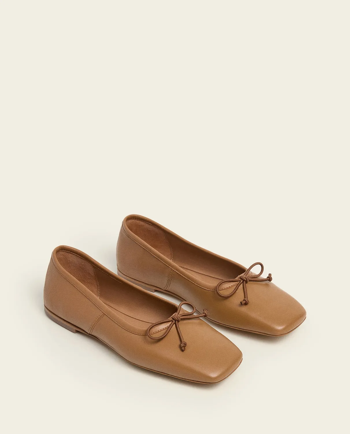 Flattered Kim ballerina cognac leer vierkant