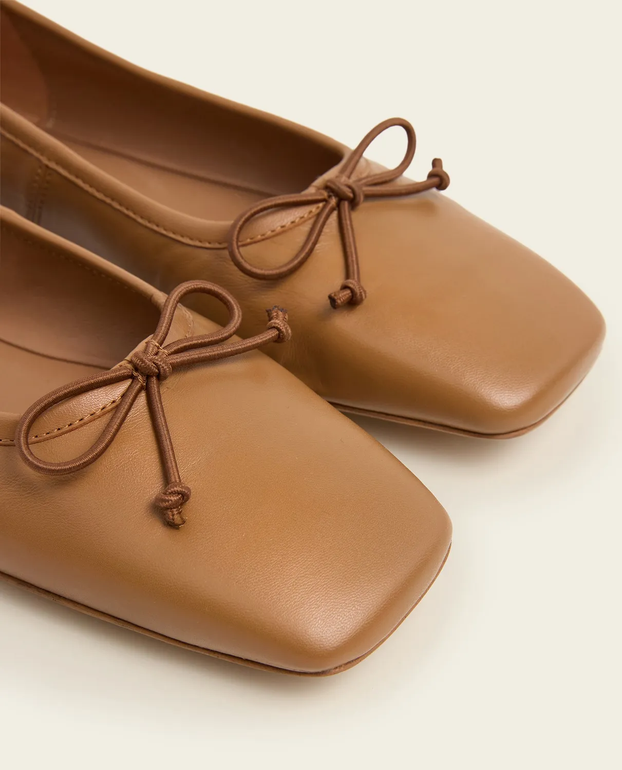Flattered Kim ballerina cognac leer vierkant