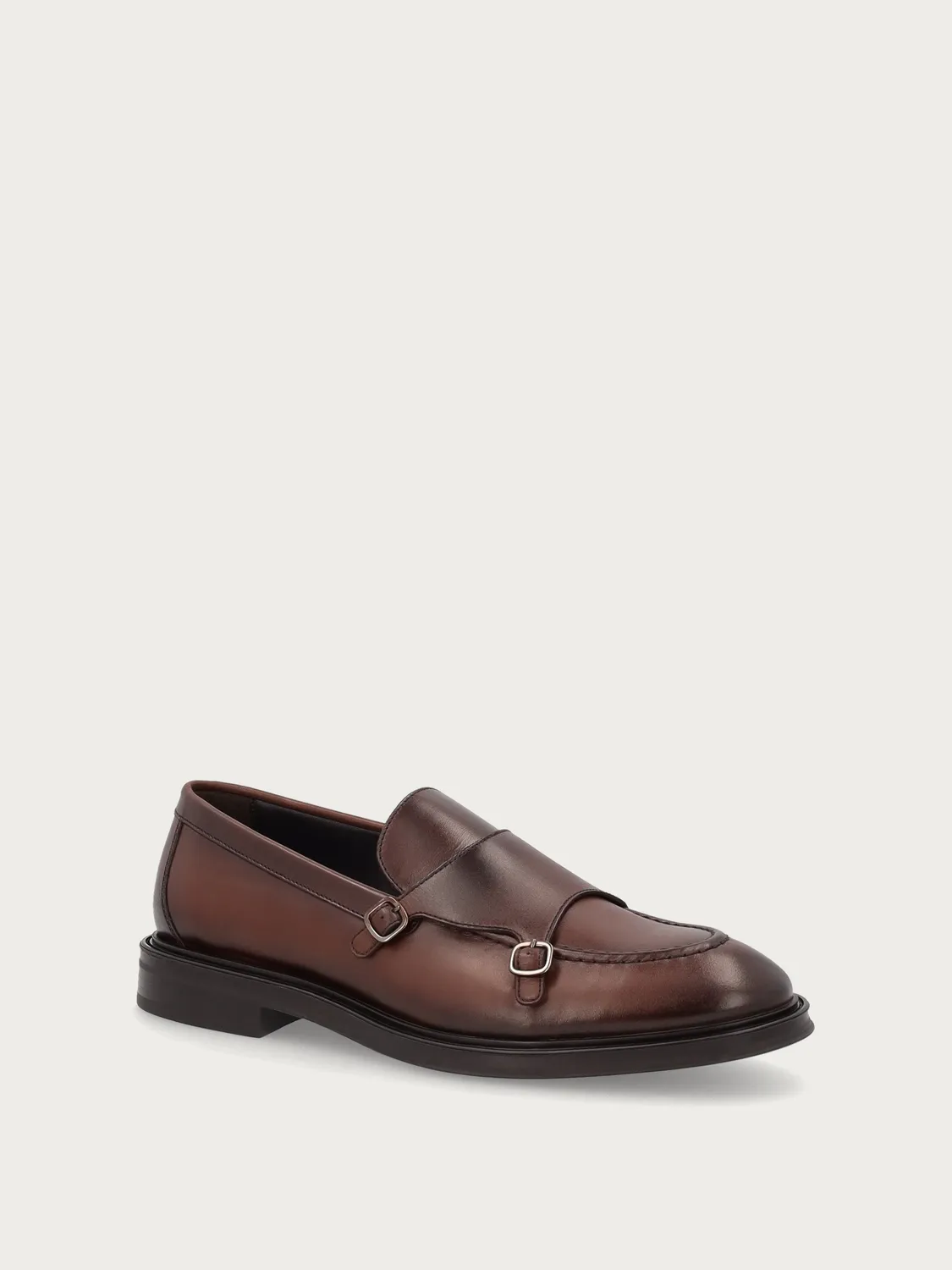 Frau Signature bruine kalfsleren loafers dubbele gesp