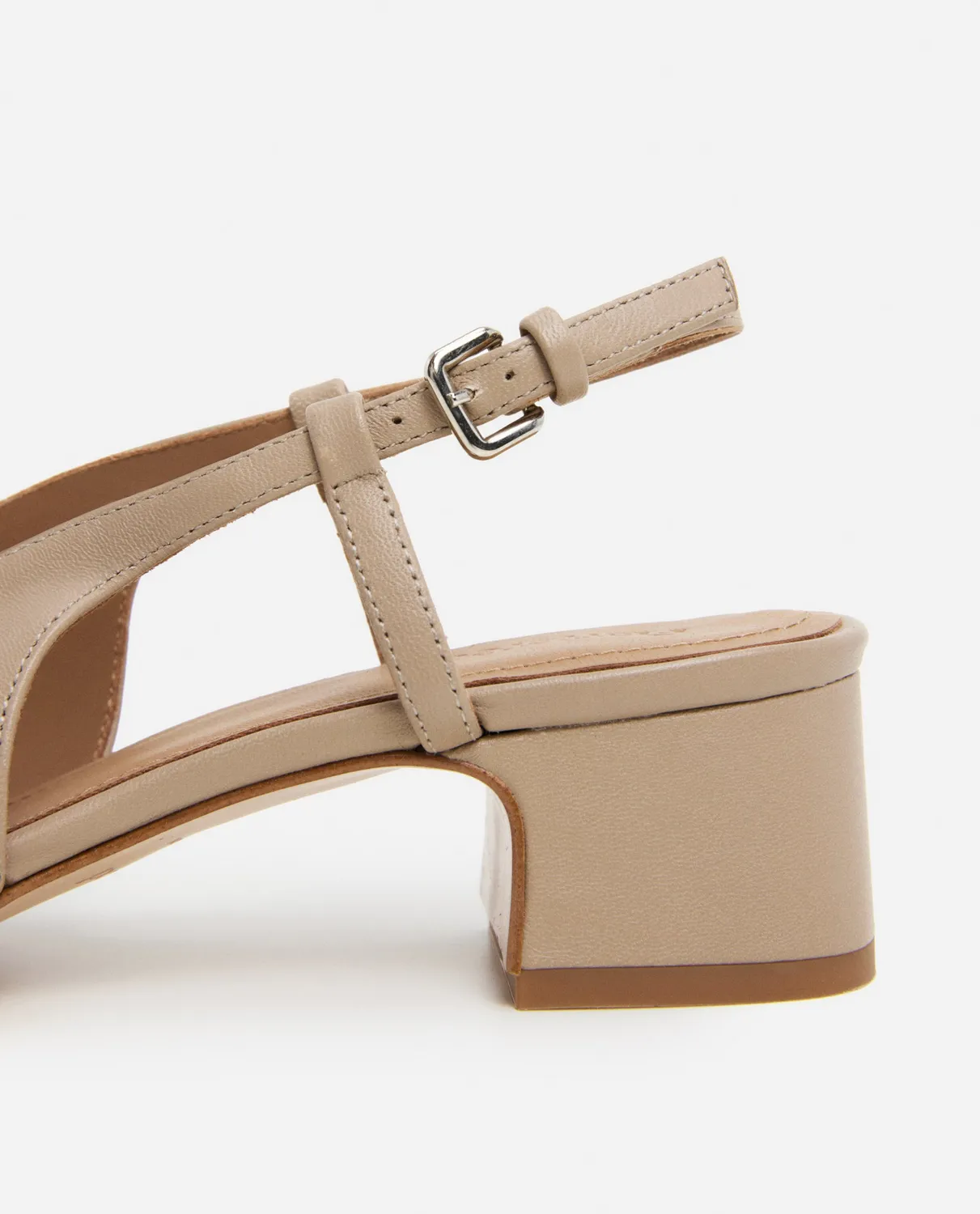 Flattered Elin slingback pumps beige leer blokhak