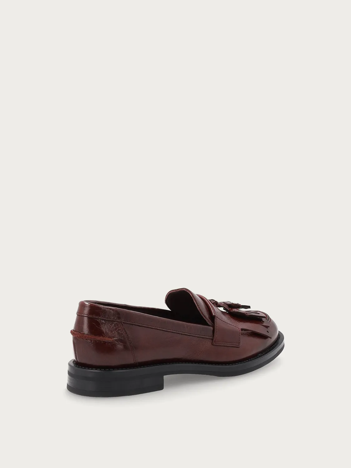Frau Verona bordeaux leren loafers dames franje
