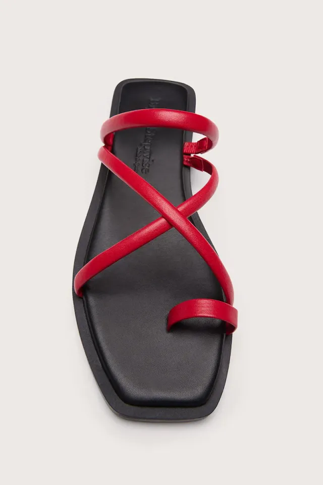 Bryan Stepwise Marza platte sandalen rood leer