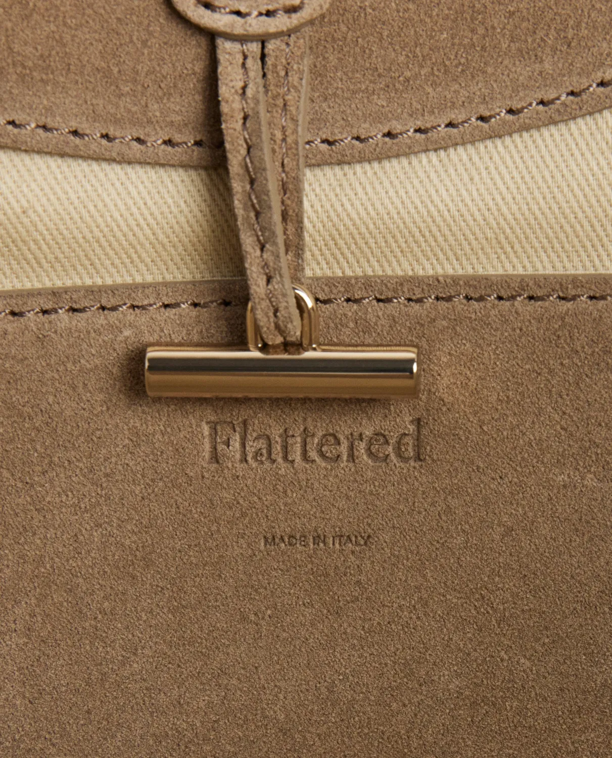 Flattered Dilba Mini Tote schoudertas zand suède