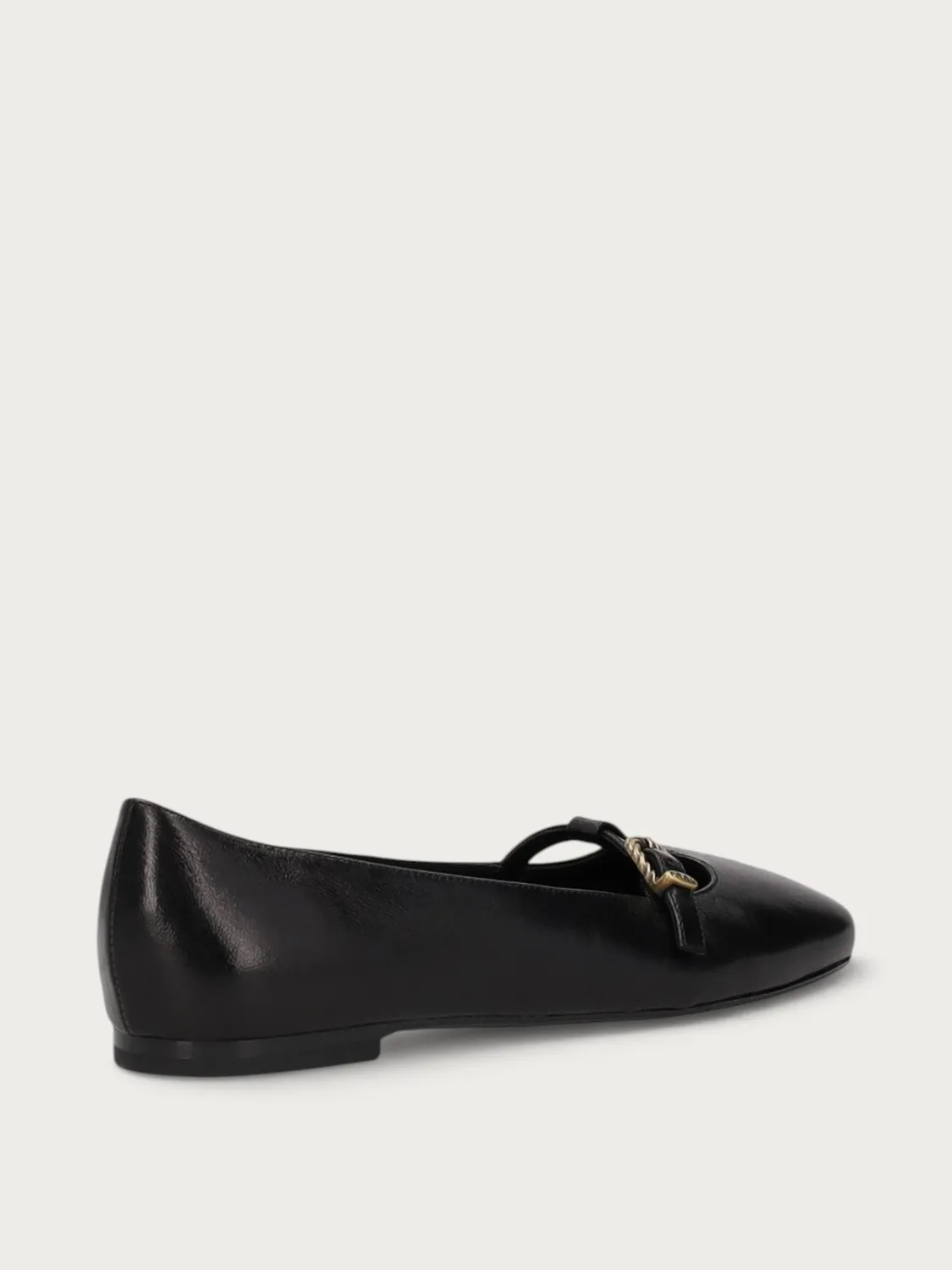 Frau Verona zwarte leren T-bar ballerina's vintage