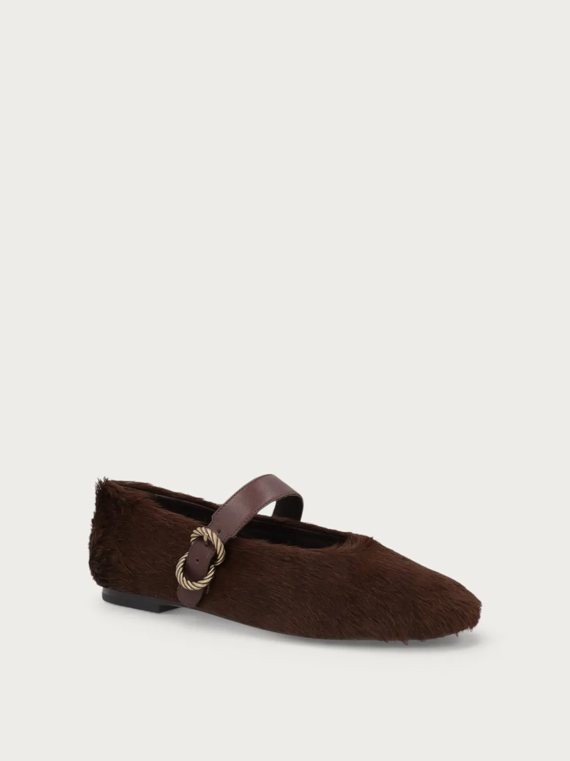 Frau Verona pony ballerina’s met gesp bruin