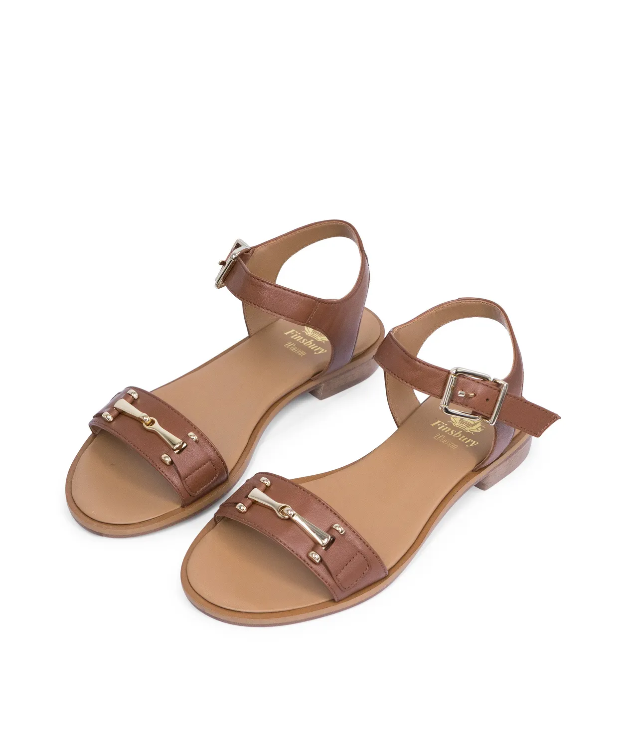Finsbury Lea cognac sandalen enkelbandje leer