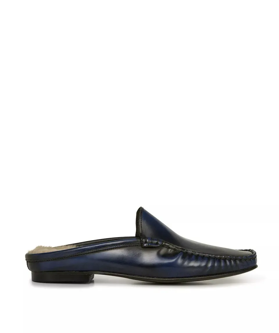 Finsbury Marion loafer blauw leer dames muil