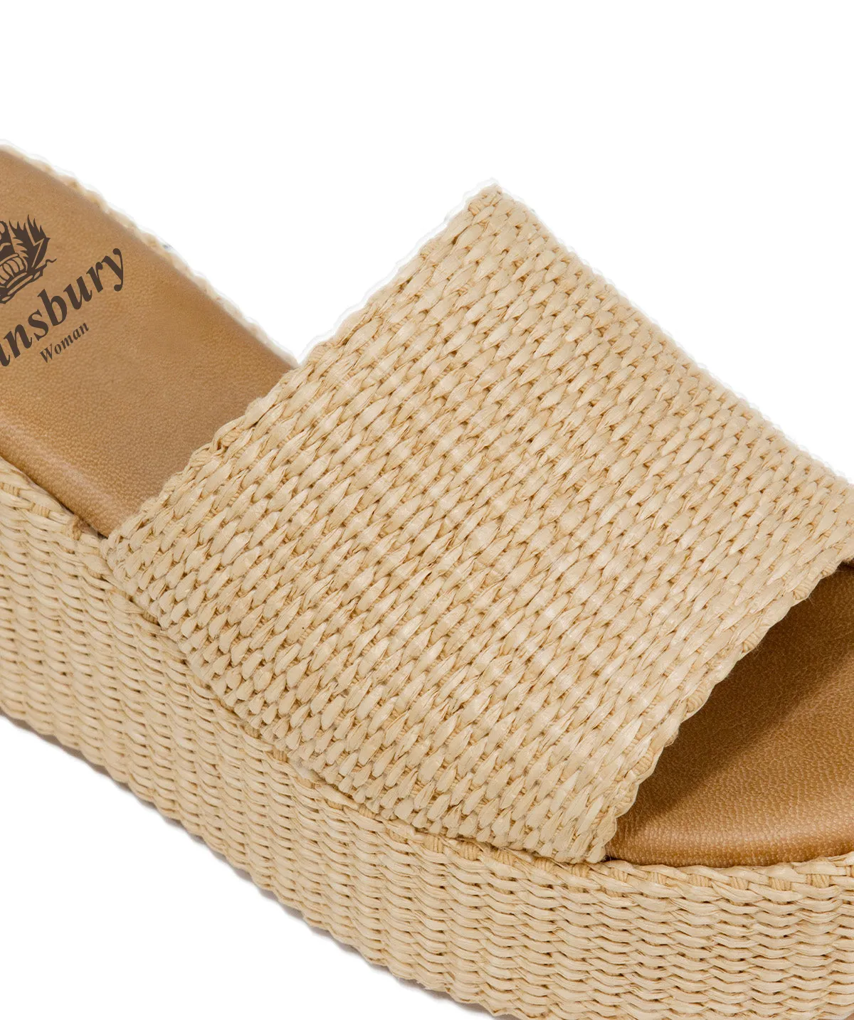 Finsbury Sabrina muiltjes beige raffia instappers