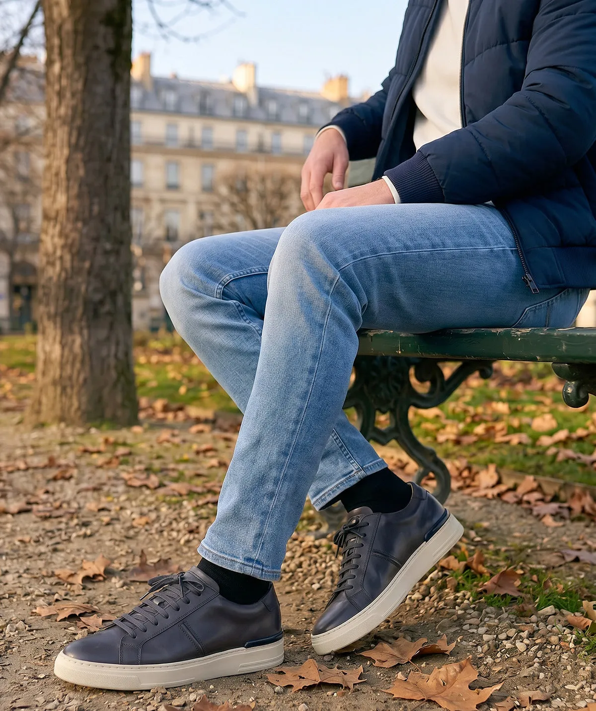 Finsbury Riva sneakers grijs patina leer