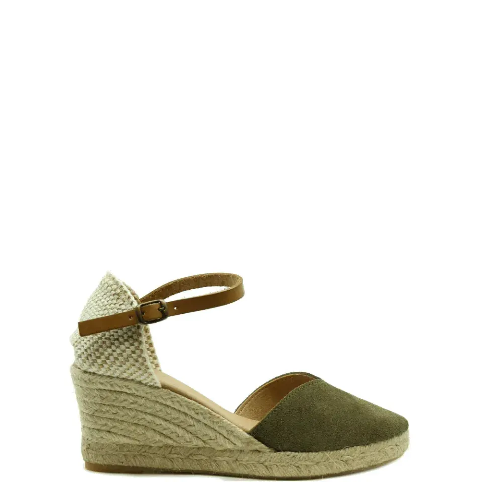Donelli 457 espadrilles khaki suède hak 7 cm