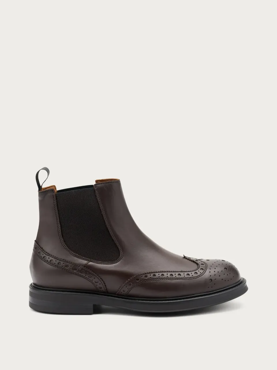 Frau Verona donkerbruine leren wing-tip chelsea boots heren