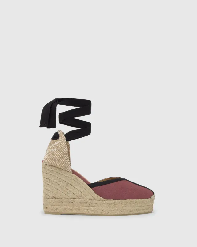 Castaner Carmen CSC/8ED/003 espadrilles bordeaux-zwart 11 cm