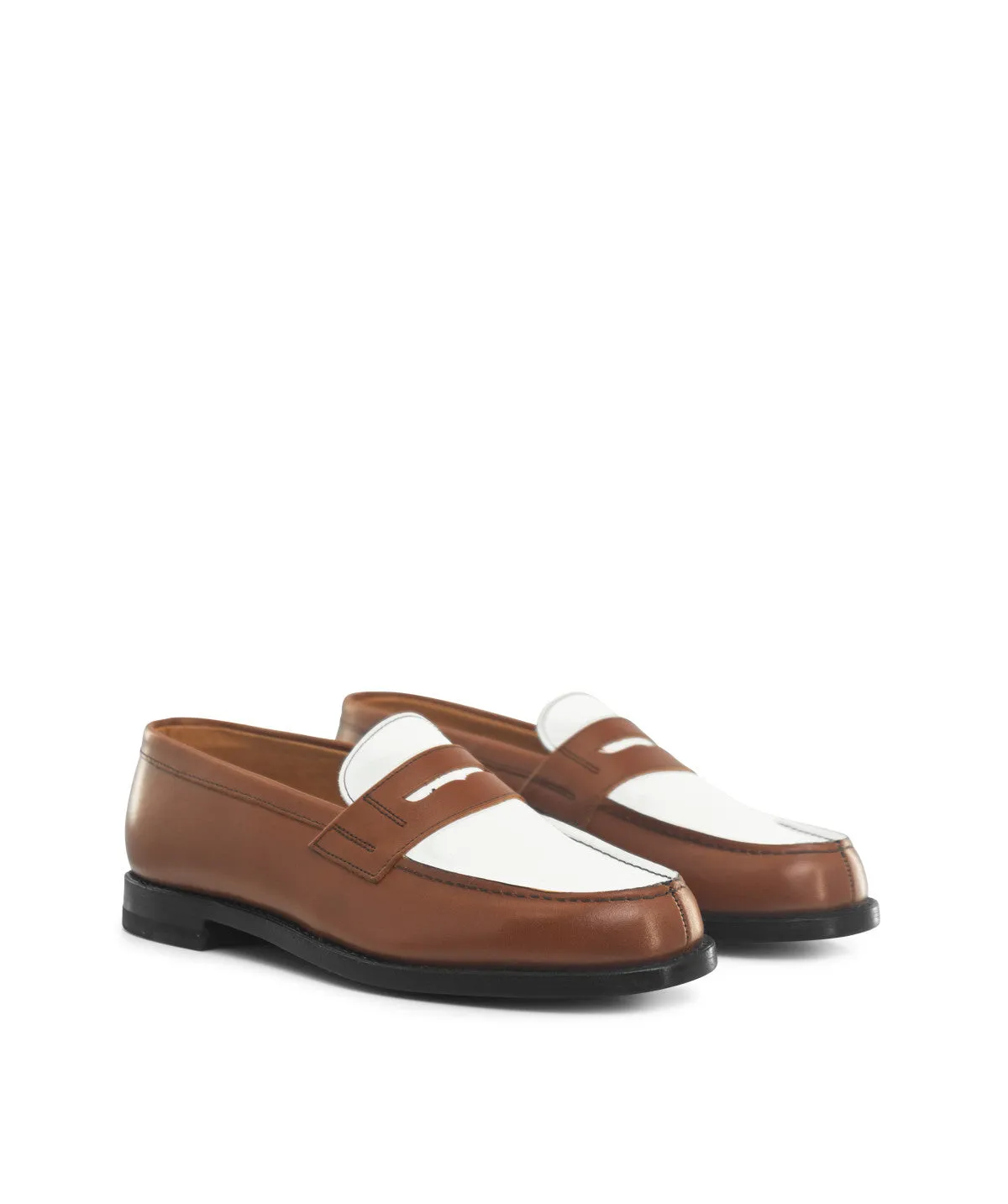 Finsbury Lilou leren loafers cognac-wit leer