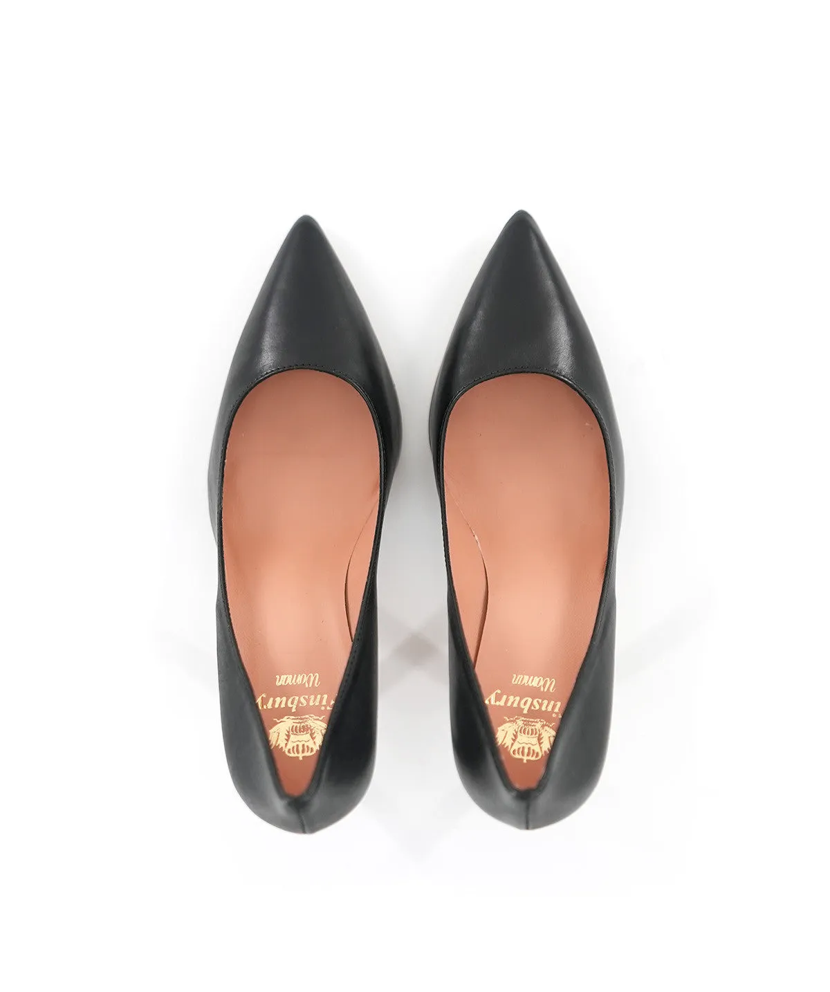 Finsbury Manon pump zwart suède 8 cm hak leren zool