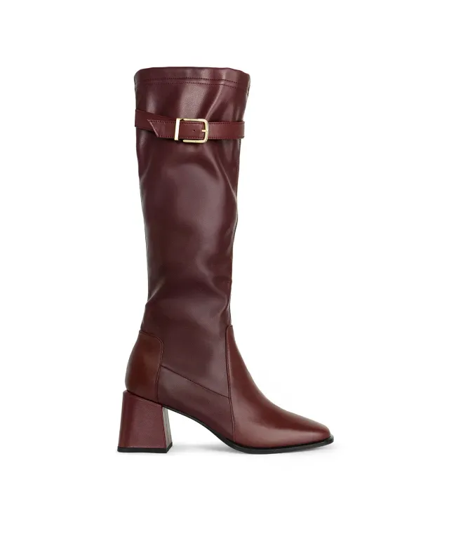 Finsbury Jade laarzen bordeaux leer blokhak 5 cm