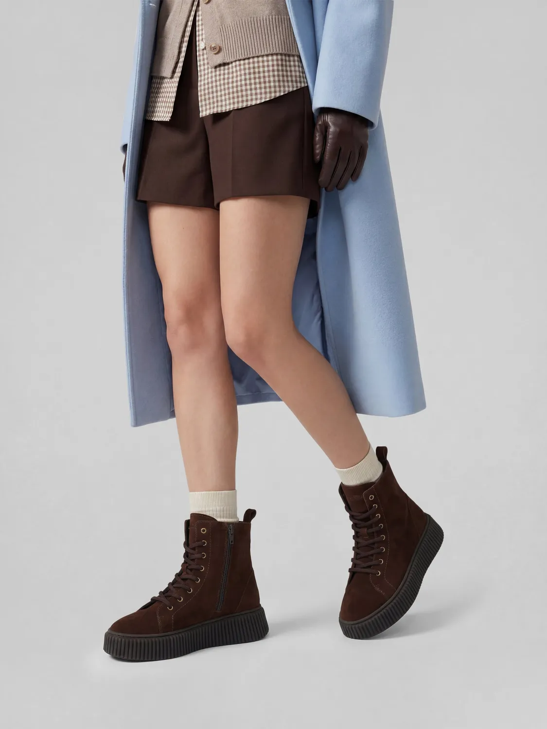 Frau Verona bruine suède combat boots dames plateau
