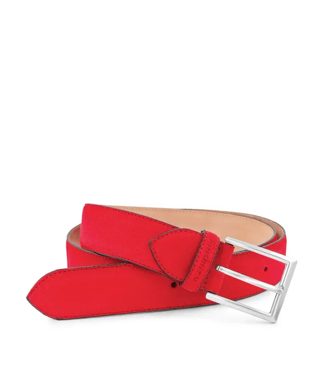Finsbury herenriem rood suède kalfsleer 3,4 cm