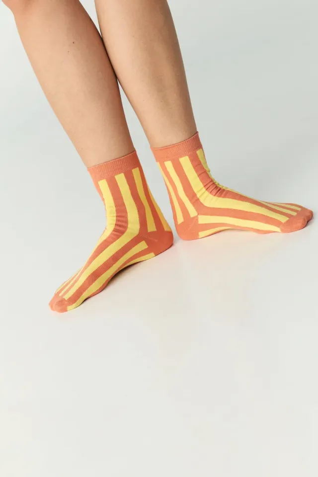 Jutelaune Orangine Stripe sokken one size oranje
