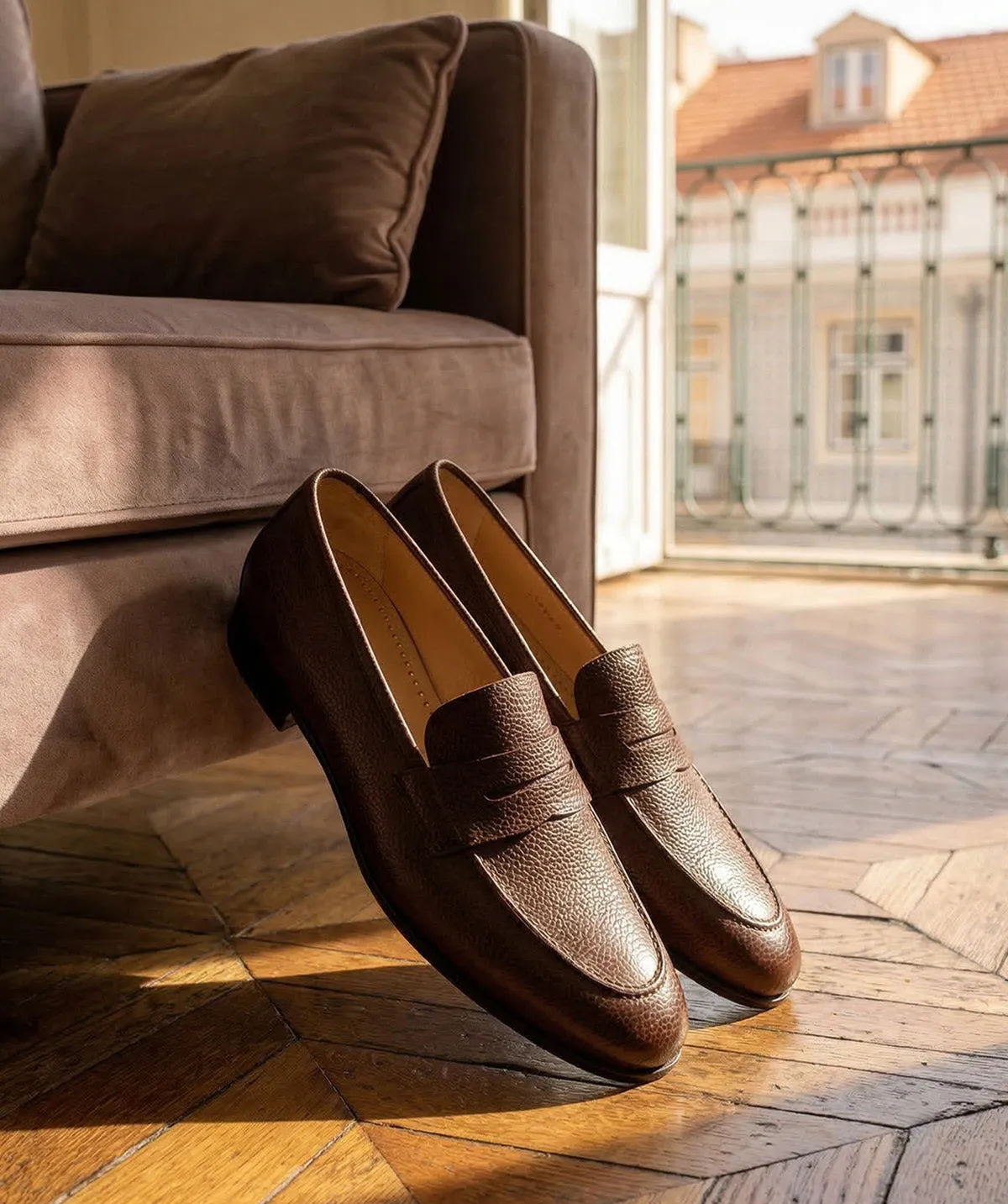 Finsbury Markos loafer bruin grainleer patina