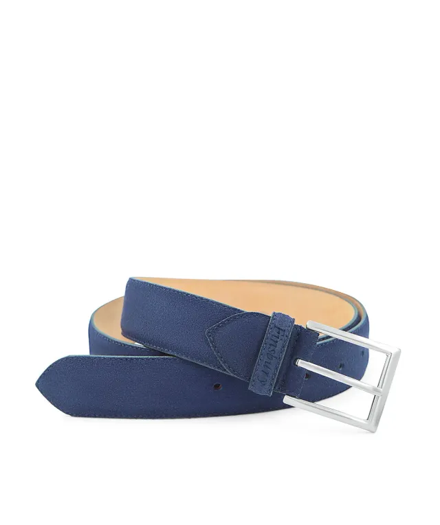 Finsbury Electric Blue riem blauw suède 3,4 cm