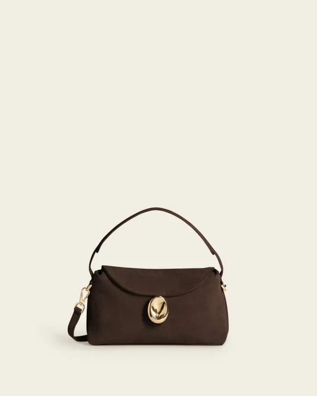 Flattered Gaia Mini tas chocolade suede goud
